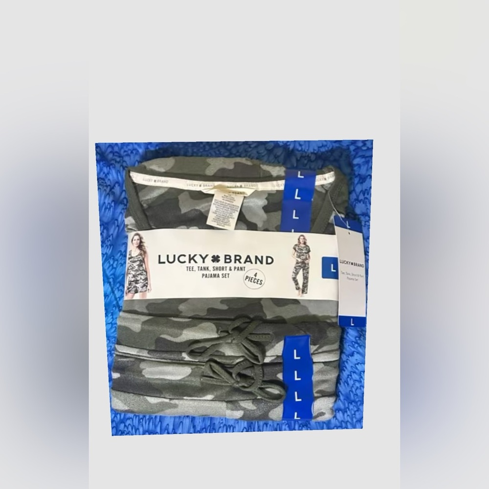 NWT LUCKY brand 4 piece pajama set Tee,Tank,Shorts & Pants size LG (12-14)